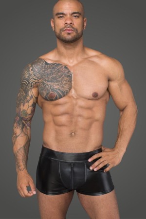 Men's shorts made of powerwetlook and 3D net H058 by Noir Handmade Rebellious Collection