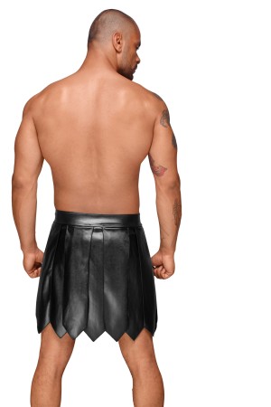 Eco leather men's gladiator skirt with PVC pleats H053 by Noir Handmade Decadence Collection