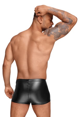 Powerwetlook men's shorts with decorative PVC pleats H054 by Noir Handmade Decadence Collection