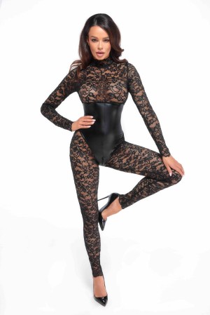 F299 Enigma lace catsuit with underbust bodice