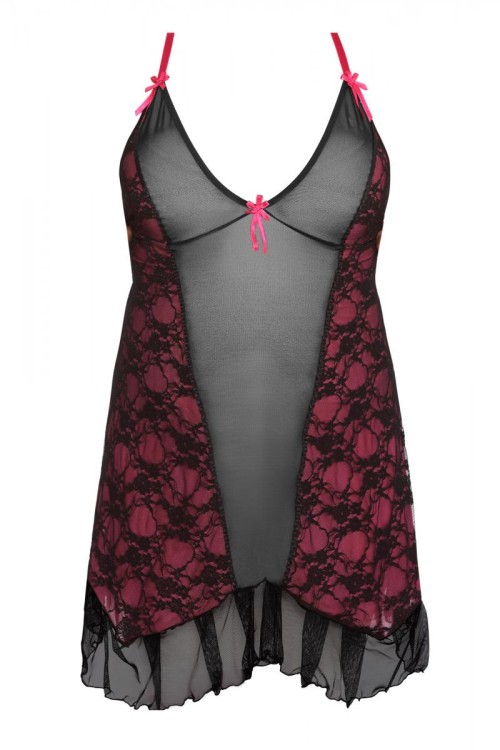 black/pink chemise AA051980 - 3XL/4XL