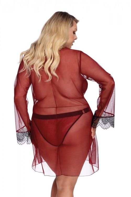 dark red Robe with lace AA052931 - 3XL/4XL