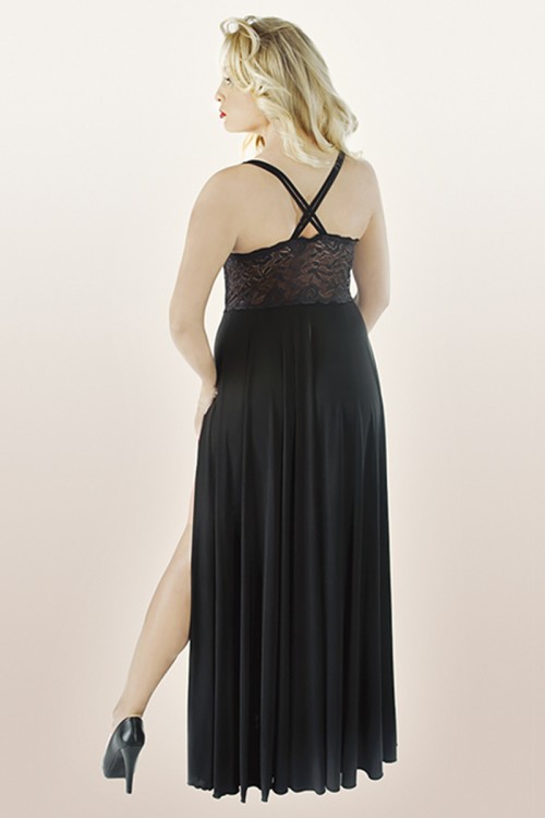schwarzes langes Kleid M/1074 54/56 von Andalea