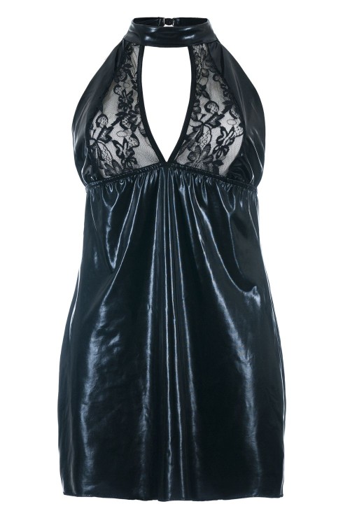 schwarzes Wetlook Chemise SB/1001 38/40 Sexy Base Kollektion by Andalea