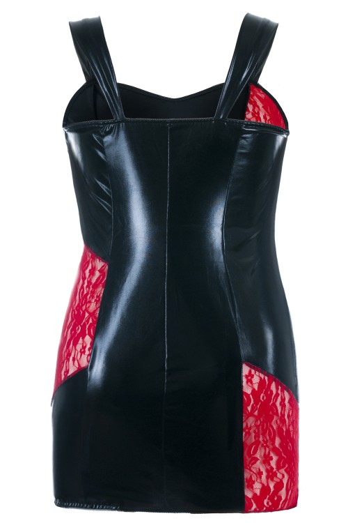 schwarz/rotes Wetlook Chemise SB/1006 50/52 Sexy Base