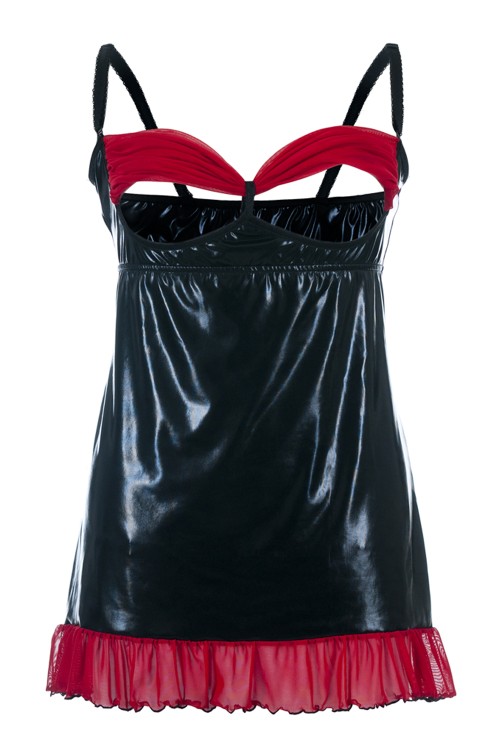 schwarzes Wetlook Chemise SB/1011 46/48 Sexy Base Kollektion by Andalea