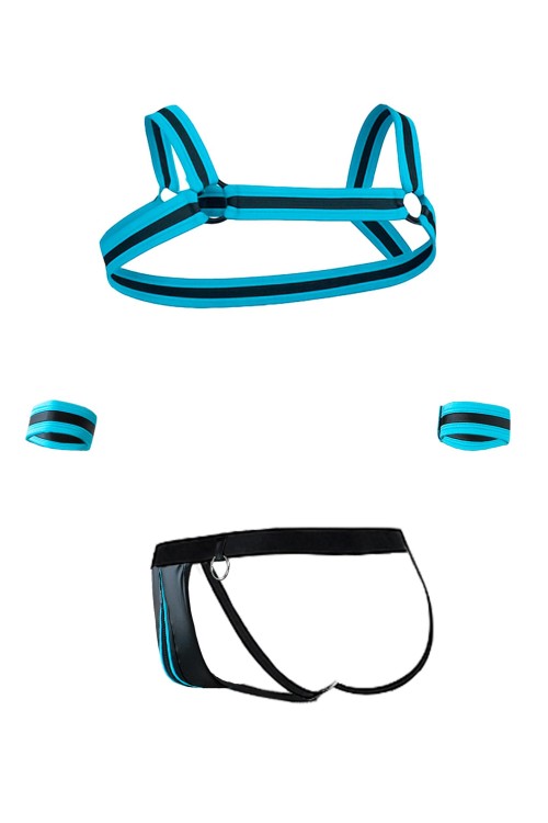 schwarz/türkises Jockstrap-Set RAV115 - S