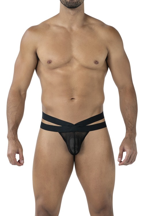 Black Mesh Crossed Thong RAV105 - S