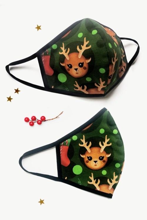 2-layer X-mas mask green- OS