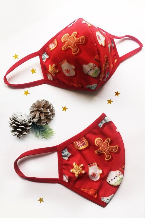 2-layer X-mas mask red - OS