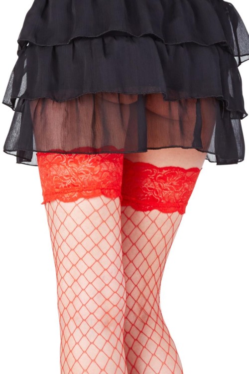 Hold-ups fishnet Stockings Rita red - T1/2