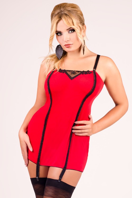 red Suspender Dress M/1020 50/52 by Andalea Lingerie