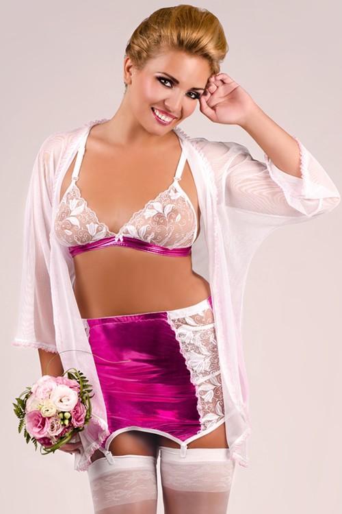 4-teiliges Set M/1036 54/56 in weiß/pink von Andalea Dessous