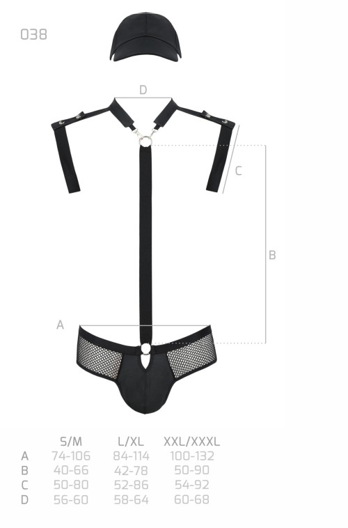 schwarzes Harness Set 038 - L/XL