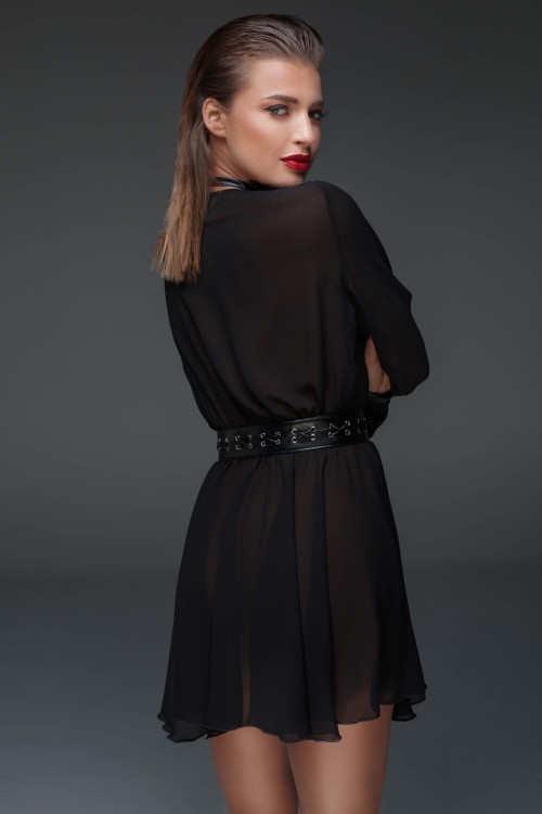 black Chiffon minidress with choker F150- XXL