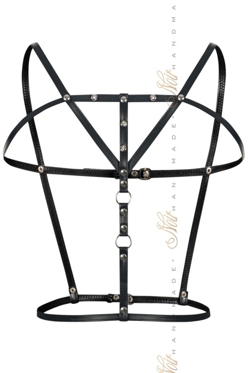 schwarzer Kunstleder Harness F173 - One Size