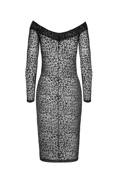 F284 Leopard flock midi-dress - S