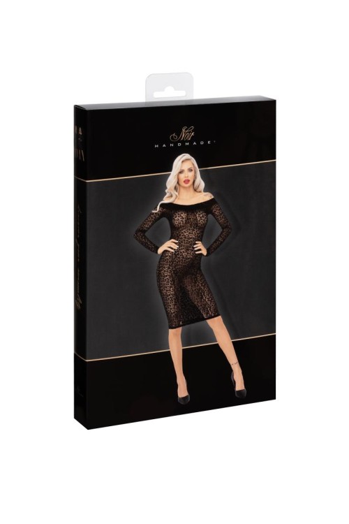 F284 Midikleid aus Leopardenflock - XL