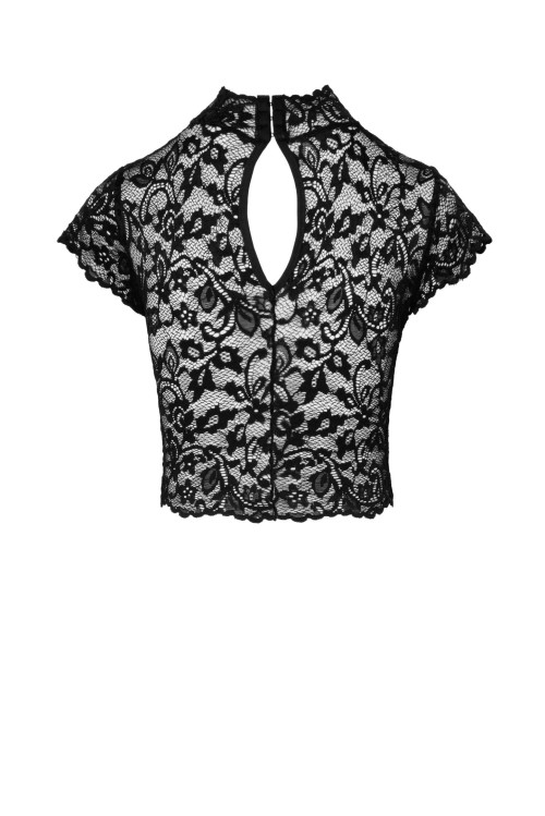 F303 Essence lace top with high collar - L