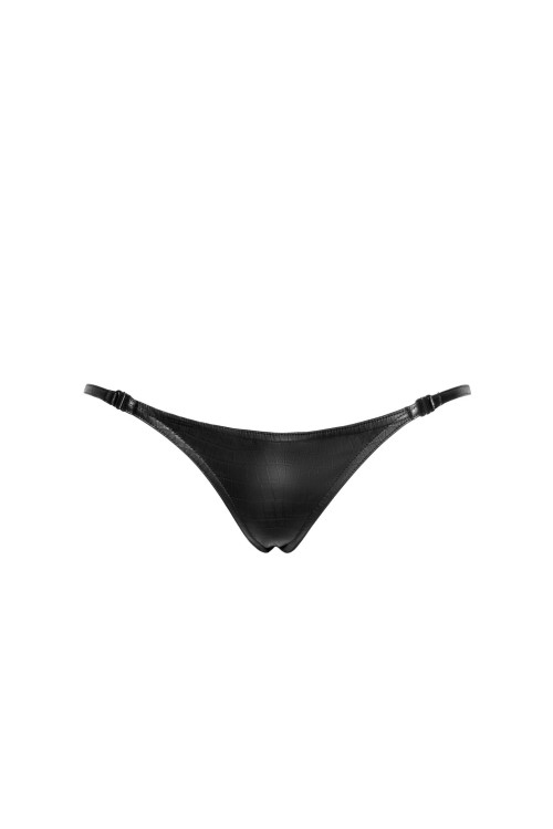 P012 Wild crocodile wetlook thong with double opening - L