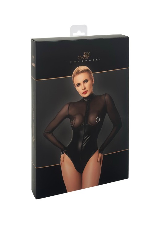 F321 Edge wetlook and mesh body with rings - XL