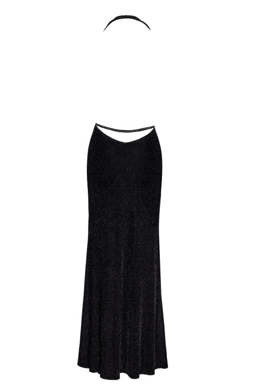 F373 langes Kleid Onyx Liquid - XS