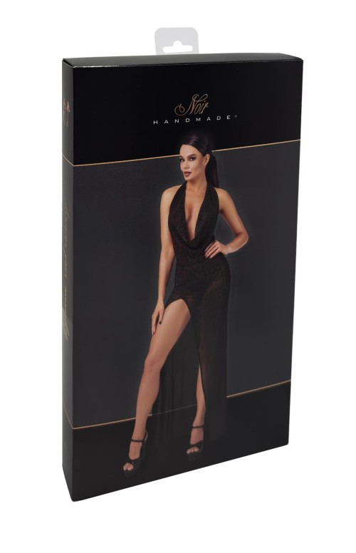 F373 langes Kleid Onyx Liquid - XS
