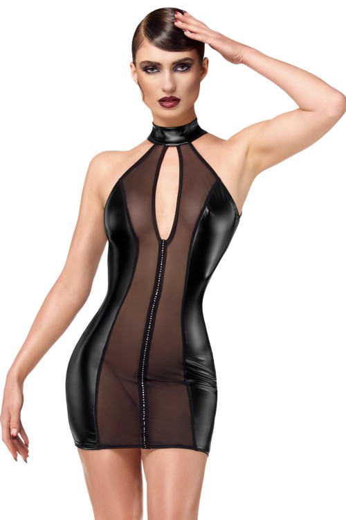 F370 Luxuria Crystal Sheer Minikleid - XS