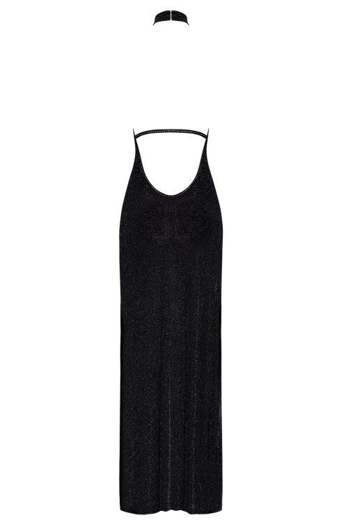 F372 langes Kleid Onyx Twin-slit - XS