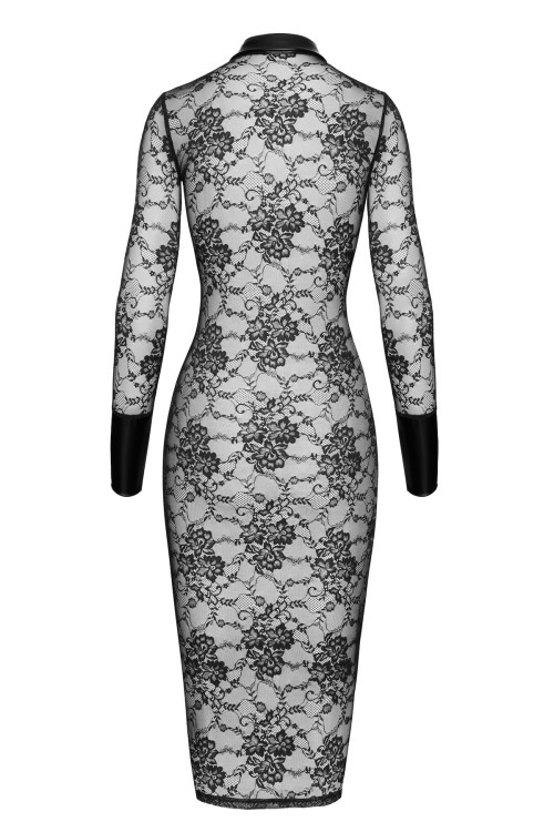F376 halblanges Kleid Noirelle aus Spitze - XS