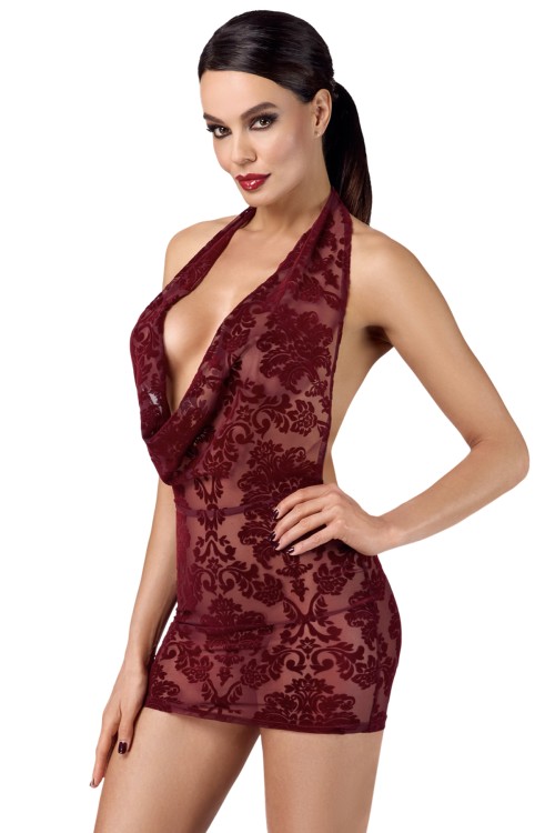 F385 Kink Royal cascade mini dress red - XS
