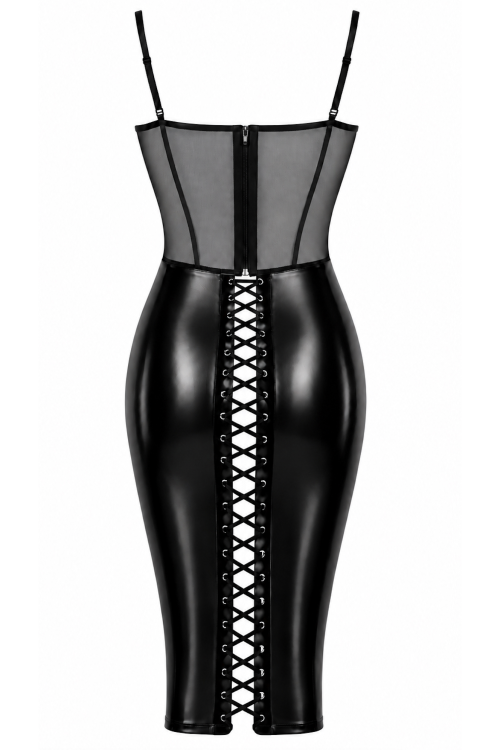 F408 Do Not Disturb Lace-Up Midi Kleid - XS