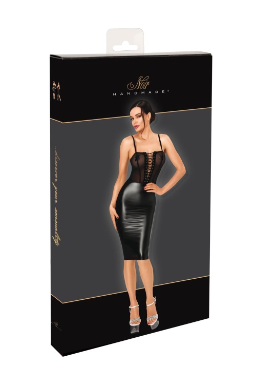 F408 Do Not Disturb Lace-Up Midi Kleid - XS