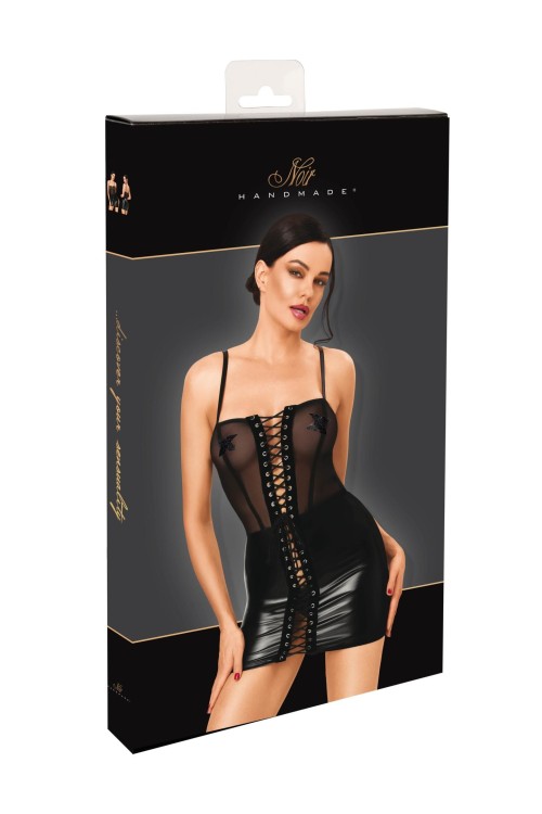 F409 Do Not Disturb Lace-Up Mini Kleid - XS