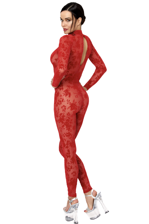 F414 Lovebite Plunging V Catsuit - XS