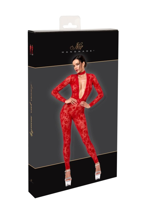F414 Lovebite Plunging V Catsuit - XS