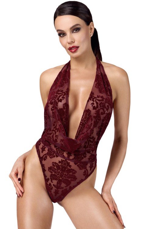F386 Kink Royal cascade bodysuit red - XS