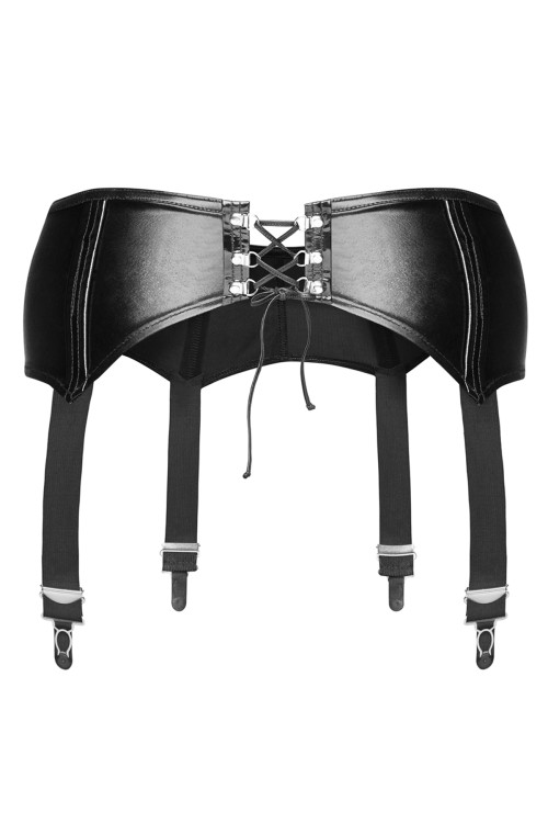 schwarzer Wetlook Strapsgürtel F034 5XL von Noir Handmade