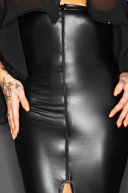 schwarzes langes Kleid F108 XL von Noir Handmade