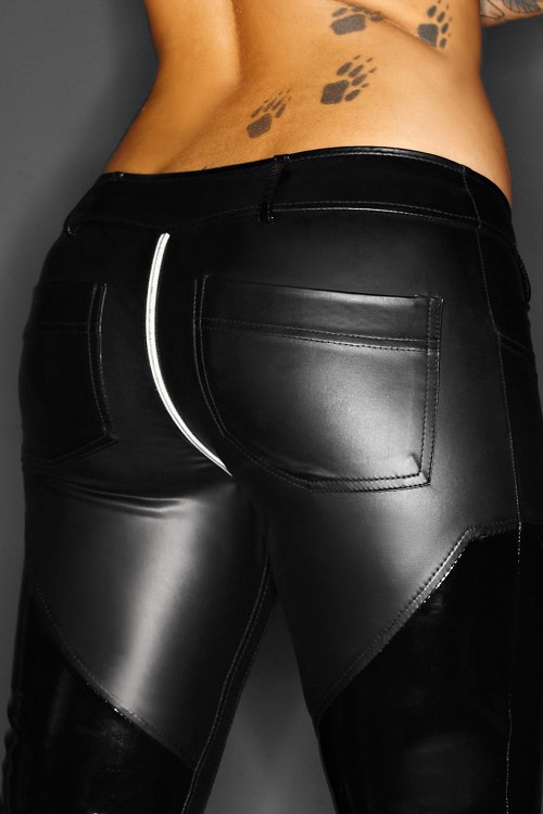 black long wetlook pants F115 M by Noir Handmade