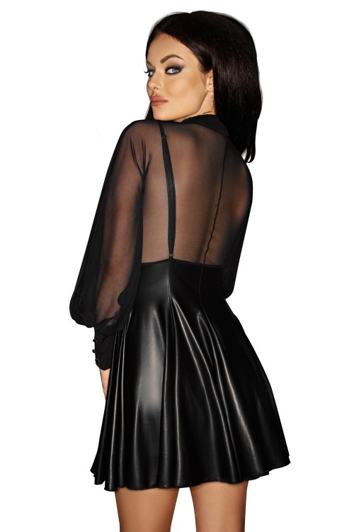 schwarzes Wetlook Kleid F118 3XL von Noir Handmade