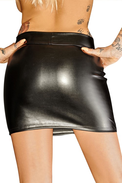 black ecoleather mini skirt F126 XXL