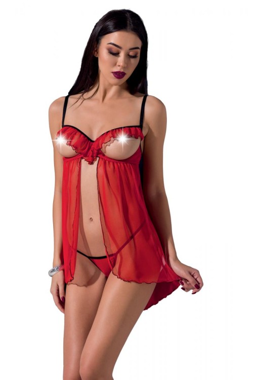rotes ouvert Chemise Cherry - S/M