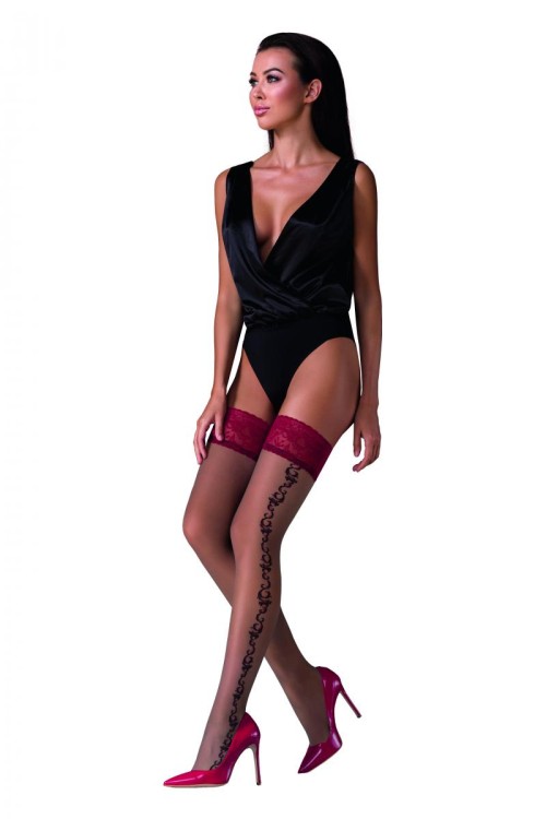 Holdups Stockings ST118 silver/red - 1/2