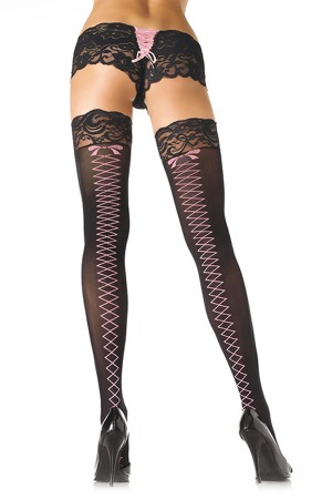 black/pink stocking with lace 36-40