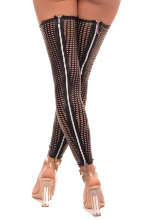 black perforated Stockings S574 by 7Heaven