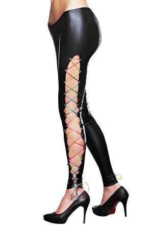 schwarze Wetlook Leggings Colorado L von 7-Heaven