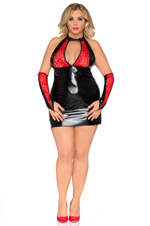 schwarz/rotes Chemise Z/5009 von Andalea