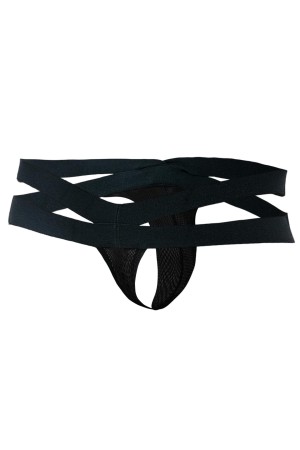 Black Mesh Crossed Thong RAV105 - L
