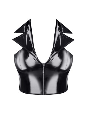 schwarzes Lack Damen-Top TDMelania001 - S